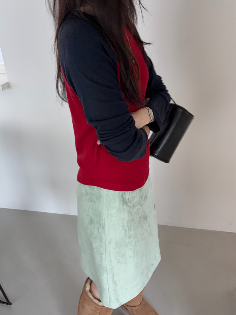 PEBBLE韓國直郵女士新款真品熱賣推薦半身裙中短裙口袋絨PEBBLE半身裙/中短裙