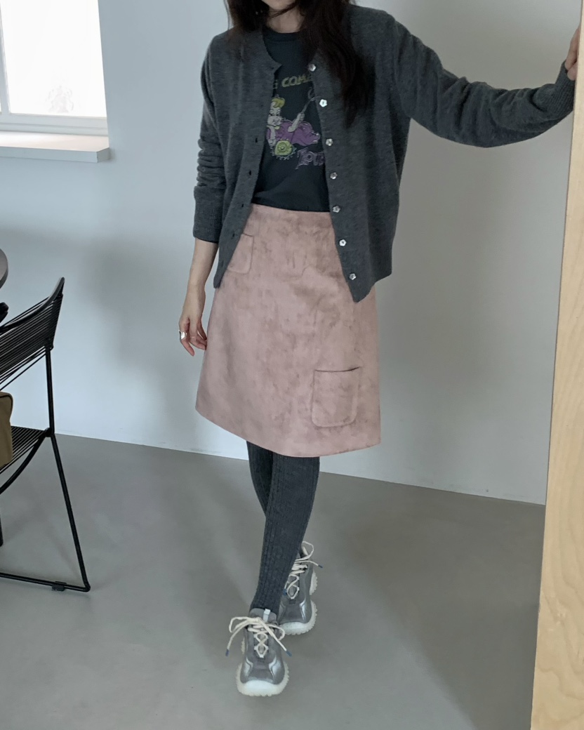 PEBBLE韓國直郵女士新款真品熱賣推薦半身裙中短裙口袋絨PEBBLE半身裙/中短裙