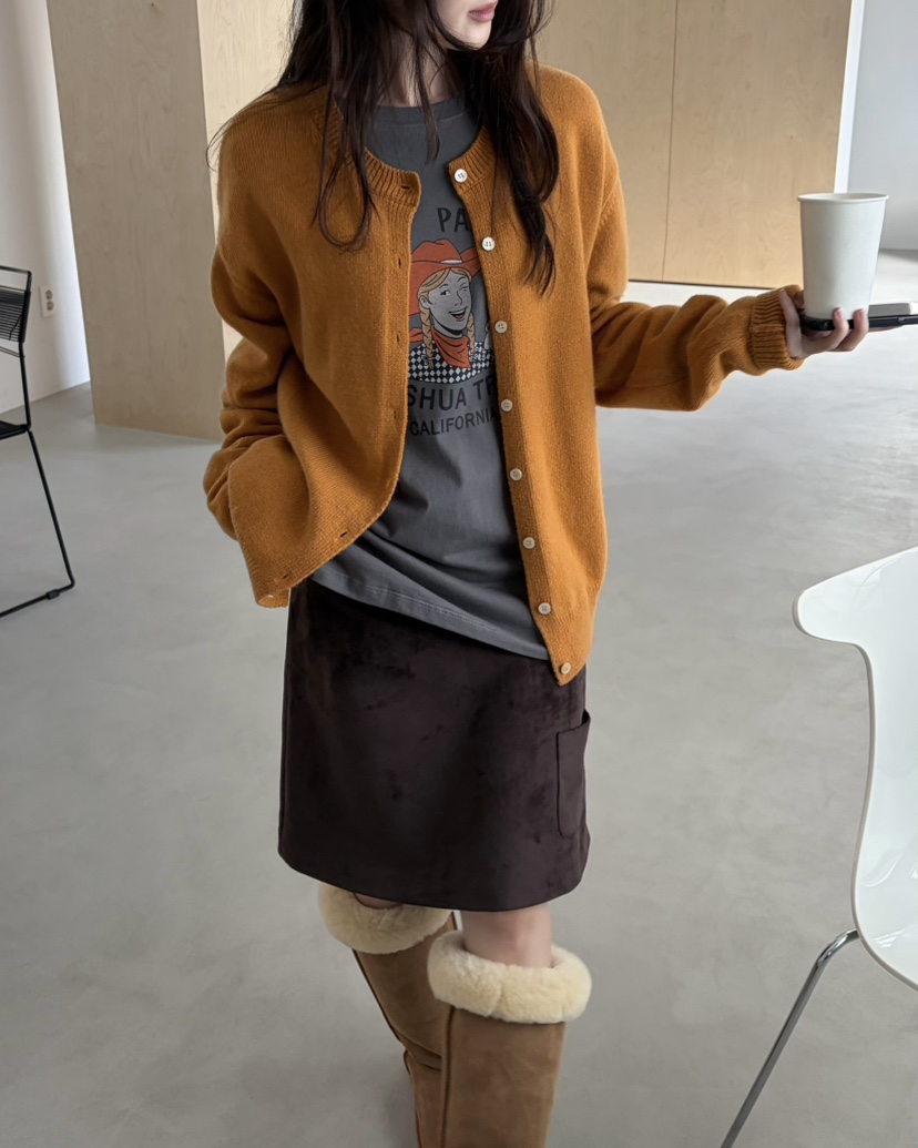 PEBBLE韓國直郵女士新款真品熱賣推薦半身裙中短裙口袋絨PEBBLE半身裙/中短裙