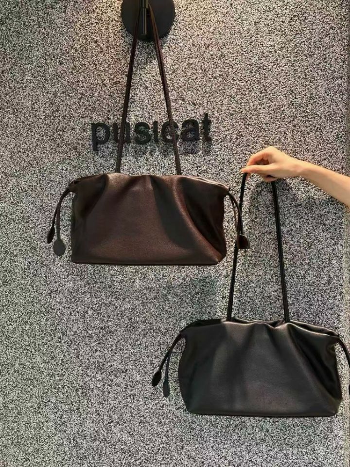 TROUVAILLE東大門直郵女裝新品熱賣休閑單肩斜跨包牛皮褶皺TROUVAILLE單肩/斜跨包