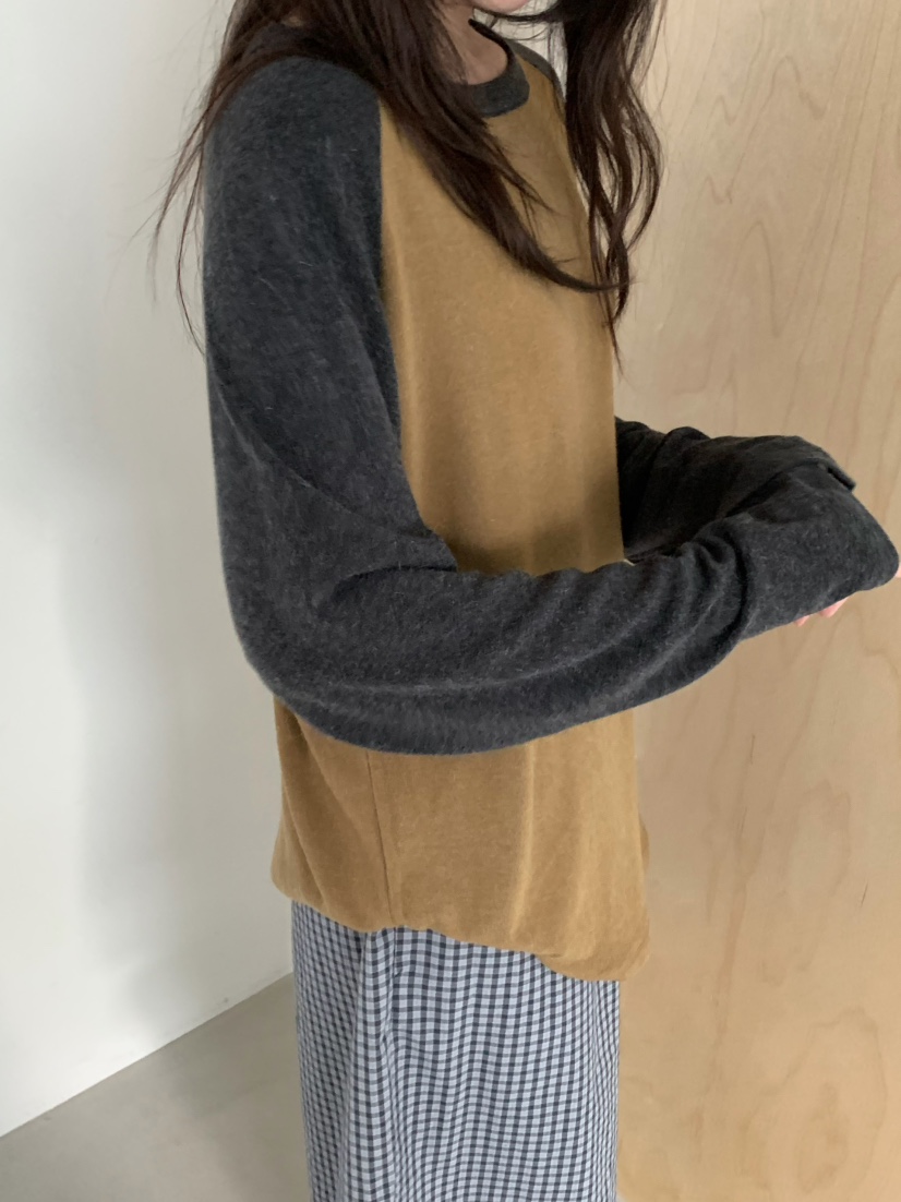 PEBBLE東大門直郵女裝新品推薦休閑時尚熱賣長袖T恤插肩袖PEBBLE長袖T恤