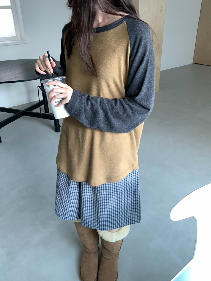 PEBBLE東大門直郵女裝新品推薦休閑時尚熱賣長袖T恤插肩袖PEBBLE長袖T恤