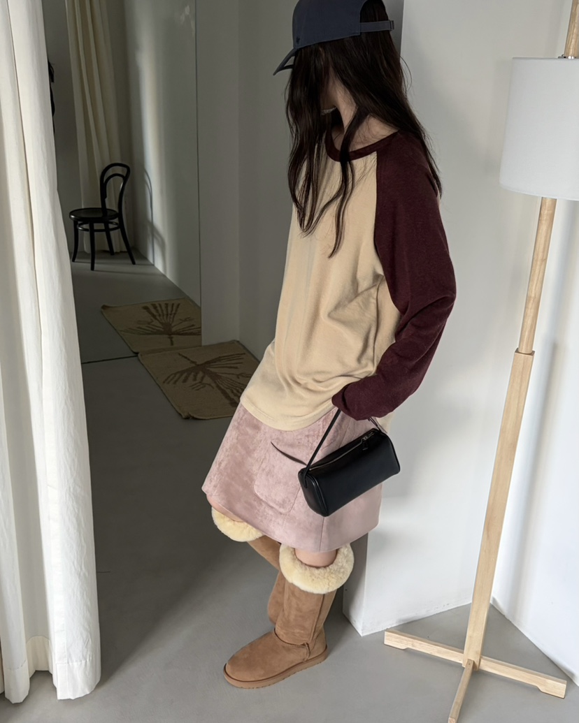 PEBBLE東大門直郵女裝新品推薦休閑時尚熱賣長袖T恤插肩袖PEBBLE長袖T恤
