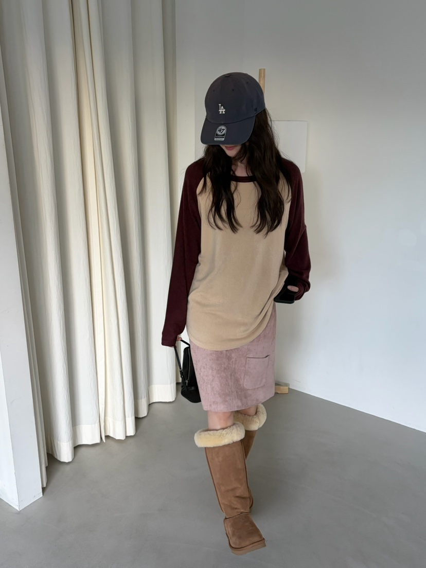 PEBBLE東大門直郵女裝新品推薦休閑時尚熱賣長袖T恤插肩袖PEBBLE長袖T恤