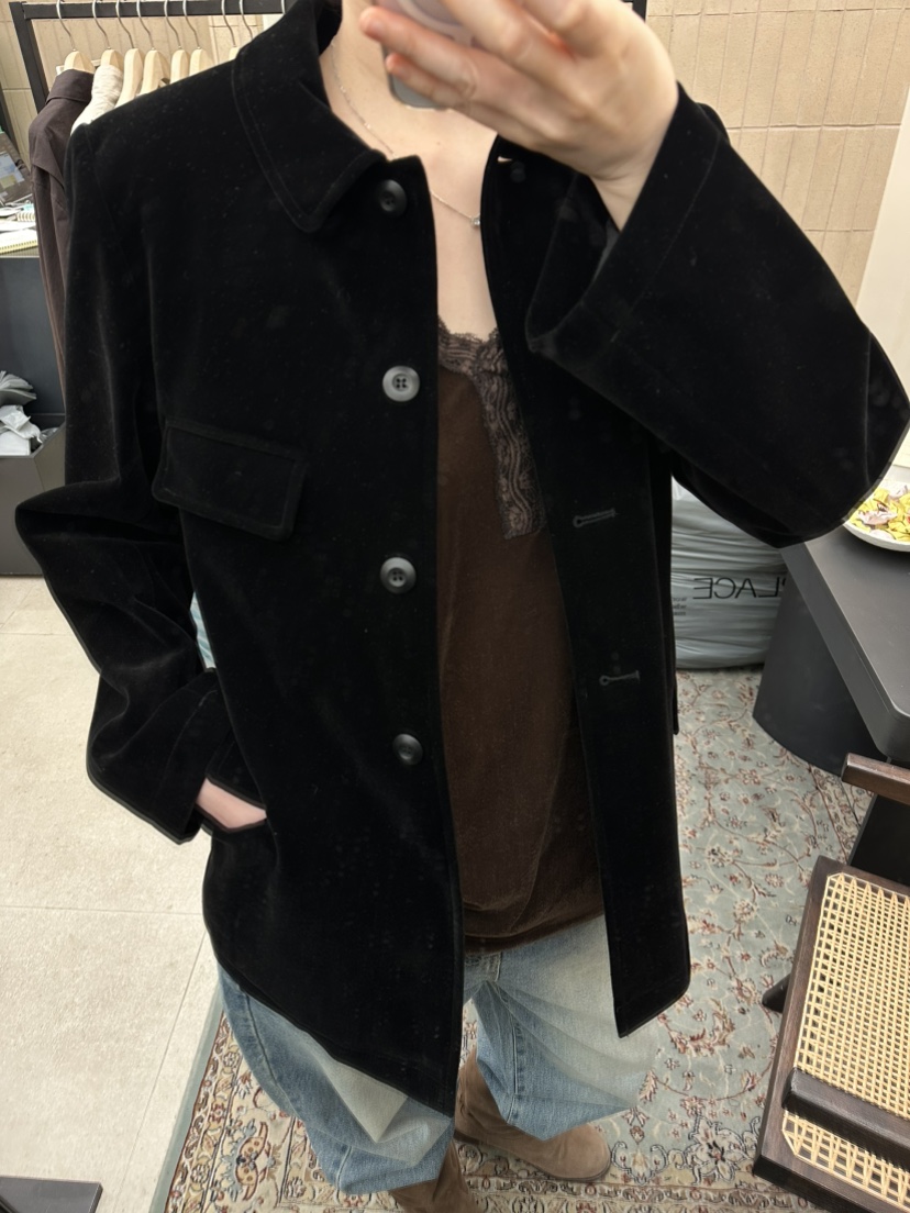 FOSET東大門直郵女士新品休閑真品時尚熱賣短款大衣天鵝絨FOSET短款大衣