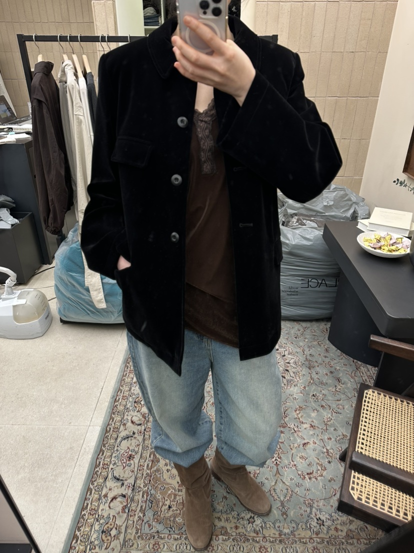 FOSET東大門直郵女士新品休閑真品時尚熱賣短款大衣天鵝絨FOSET短款大衣
