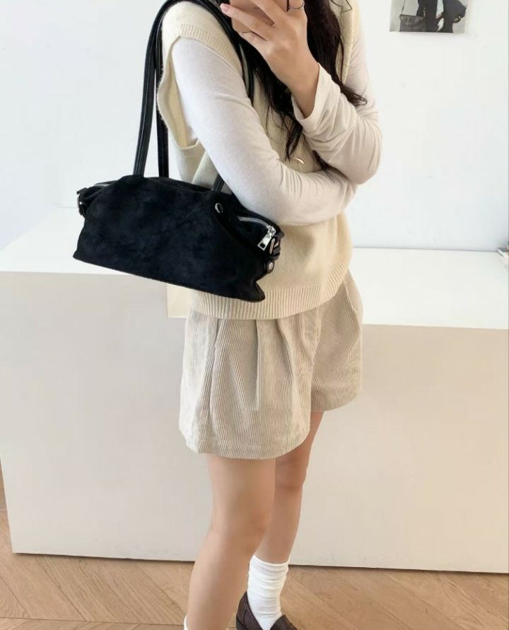 TROUVAILLE東大門直郵女士新品熱賣推薦人氣單肩斜跨包麂皮TROUVAILLE單肩/斜跨包