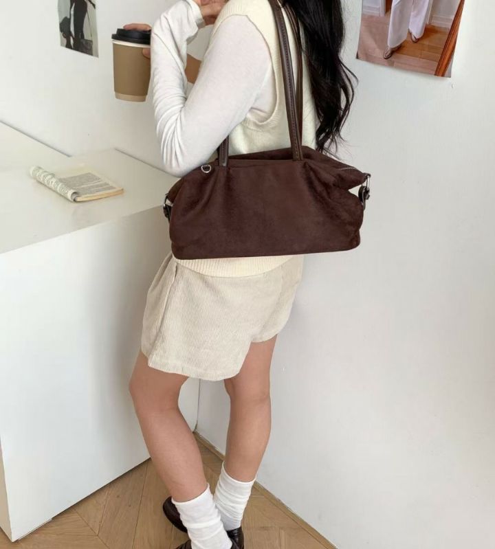TROUVAILLE東大門直郵女士新品熱賣推薦人氣單肩斜跨包麂皮TROUVAILLE單肩/斜跨包圖色3