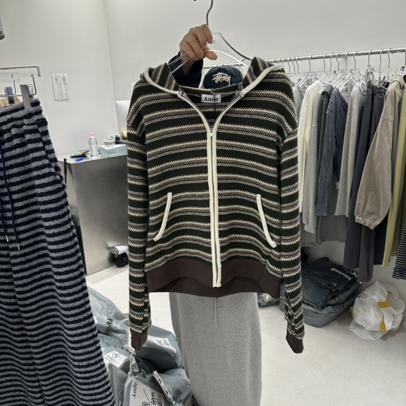 ANDE韓國直郵女裝新品人氣真品推薦時尚休閑衛衣拉鏈修身ANDE衛衣圖色1