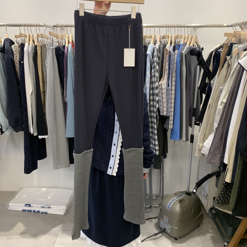 TAN&amp;COMO韓國直郵女士新品熱賣打底褲鯊魚褲加絨保暖貂皮tan-COMO打底褲/鯊魚褲圖色2深藍色