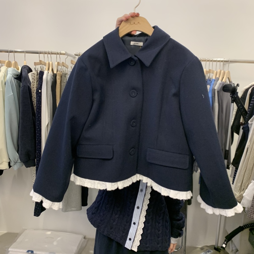 TAN&amp;COMO東大門代購女裝新品推薦休閑熱賣人氣時尚夾克tan-COMO夾克圖色2深藍色