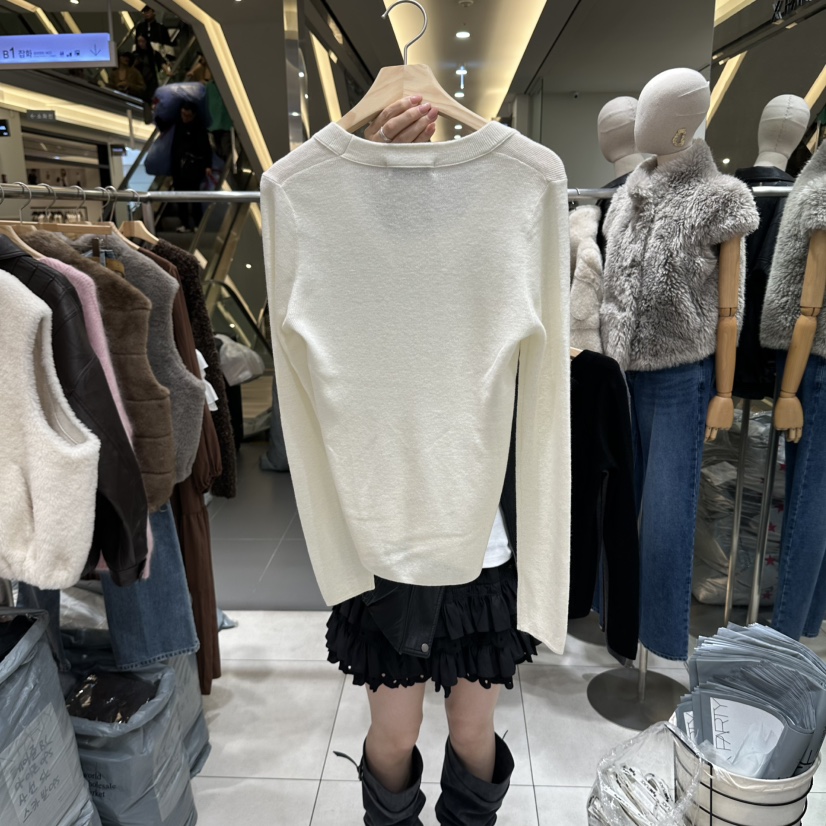XPARTY韓國直郵女裝新品時尚熱賣推薦人氣真品休閑針織衫U領XPARTY針織衫
