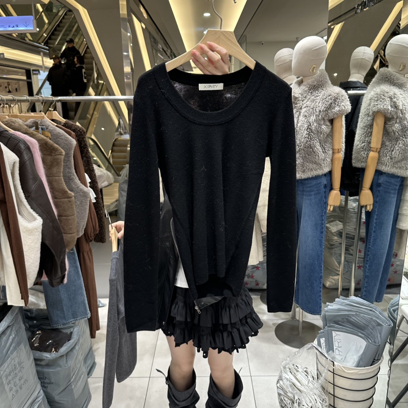XPARTY韓國直郵女裝新品時尚熱賣推薦人氣真品休閑針織衫U領XPARTY針織衫圖色4