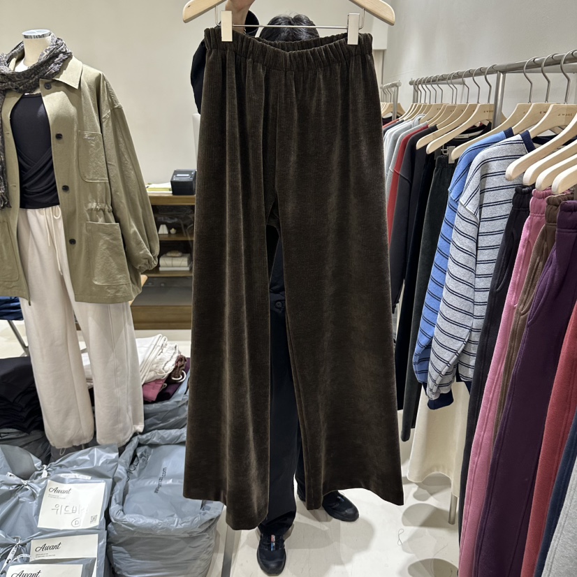 A WANT韓國代購女裝新品休閑真品人氣推薦熱賣休閑褲羅紋A WANT休閑褲圖色2棕色