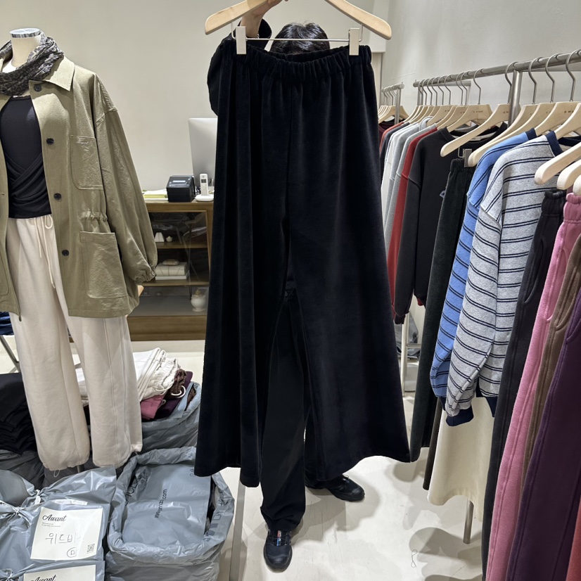 A WANT韓國代購女裝新品休閑真品人氣推薦熱賣休閑褲羅紋A WANT休閑褲圖色4黑色