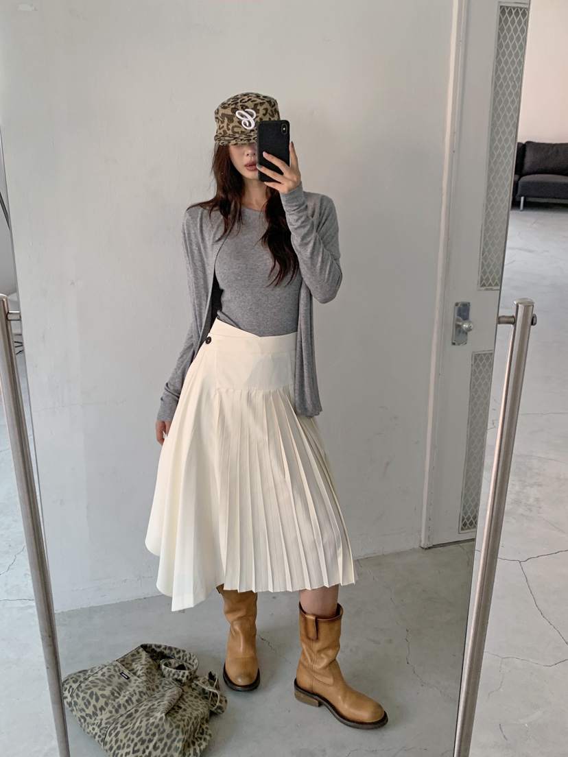 VERANDA韓國代購女士新款真品熱賣時尚人氣半身裙中短裙褶皺VERANDA半身裙/中短裙