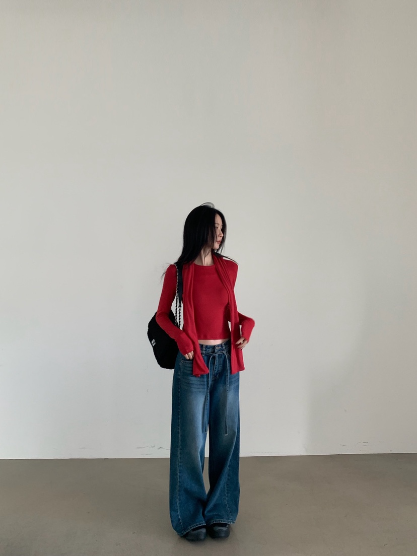 VERANDA韓國代購女裝新品熱賣推薦長袖T恤羊毛圍巾含圍巾VERANDA長袖T恤