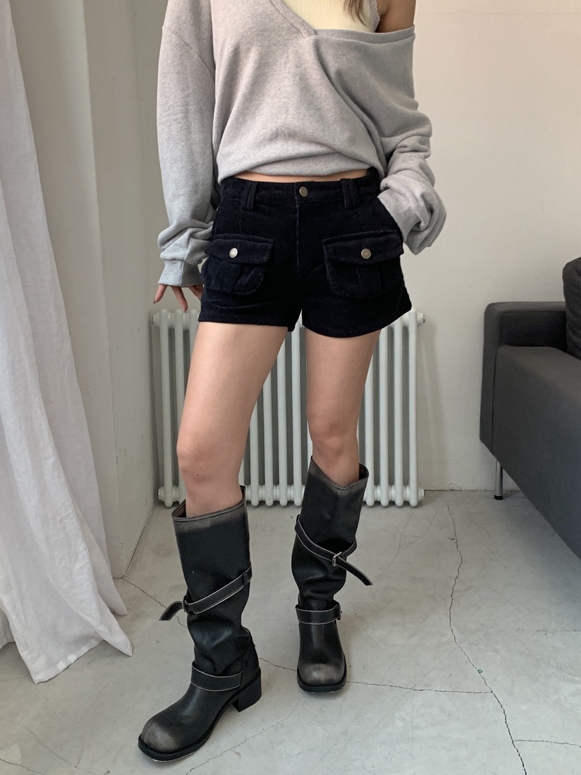 VERANDA韓國代購女裝新款時尚休閑熱賣推薦短褲燈芯絨工裝VERANDA短褲