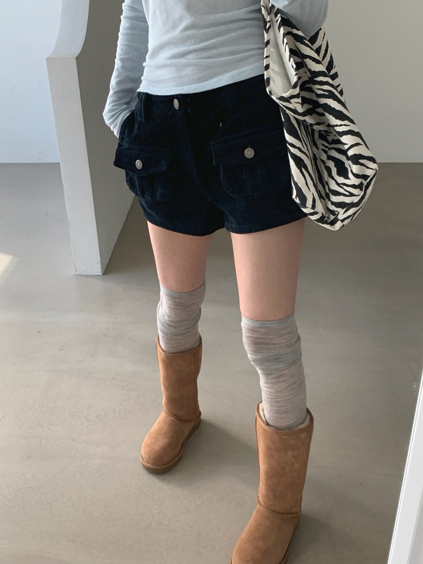 VERANDA韓國代購女裝新款時尚休閑熱賣推薦短褲燈芯絨工裝VERANDA短褲