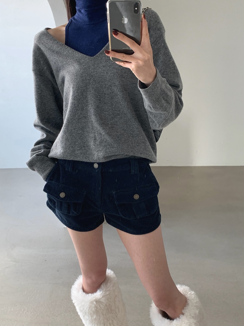VERANDA韓國代購女裝新款時尚休閑熱賣推薦短褲燈芯絨工裝VERANDA短褲