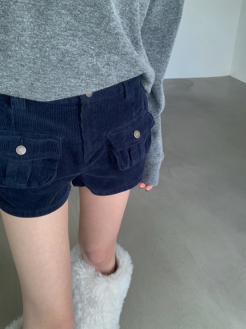 VERANDA韓國代購女裝新款時尚休閑熱賣推薦短褲燈芯絨工裝VERANDA短褲