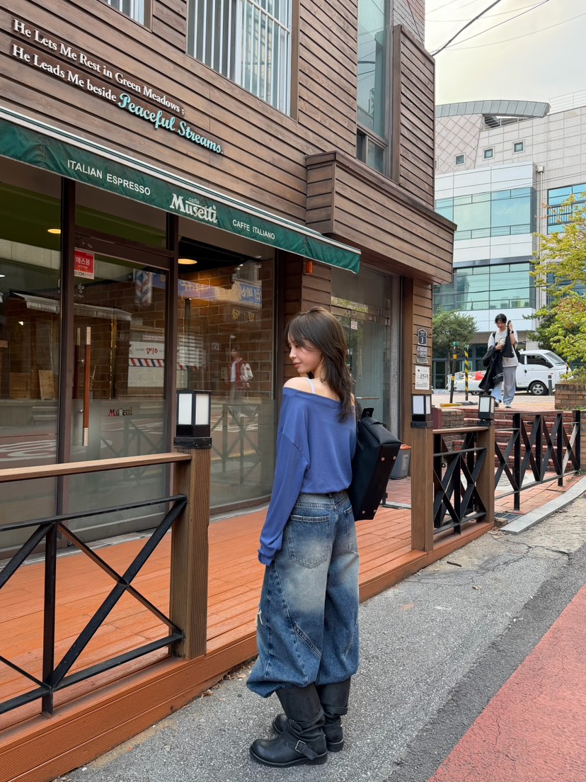 SOLAR韓國代購女裝新品時尚真品推薦人氣休閑熱賣牛仔褲復古SOLAR牛仔褲