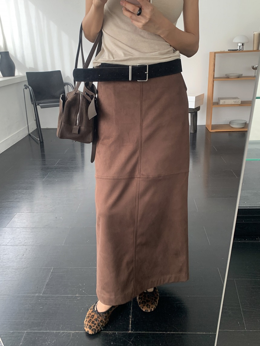 KYEM東大門代購女士新款時尚休閑熱賣長裙不含腰帶絨面革KYEM長裙