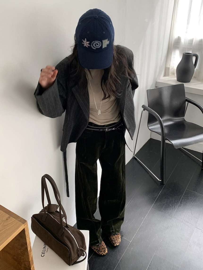 KYEM東大門直郵女士新品推薦熱賣人氣休閑褲不含腰帶絲絨KYEM休閑褲