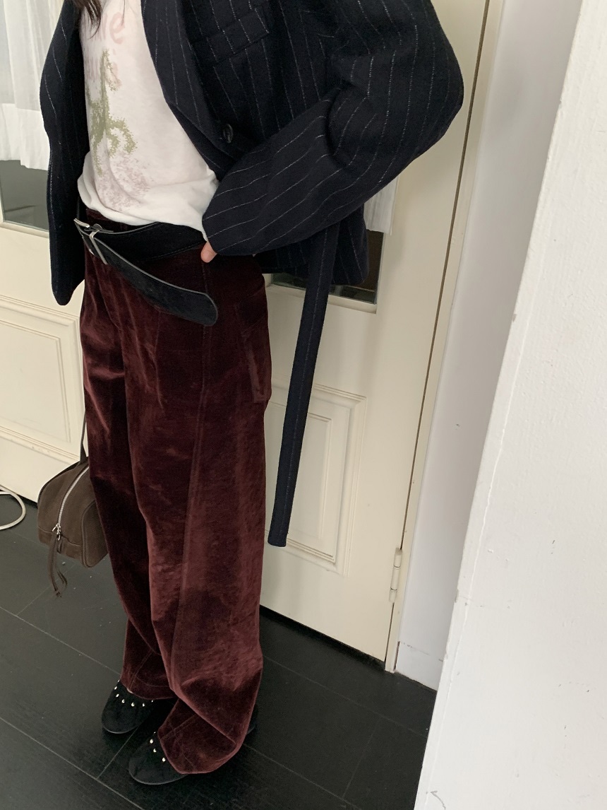 KYEM東大門直郵女士新品推薦熱賣人氣休閑褲不含腰帶絲絨KYEM休閑褲