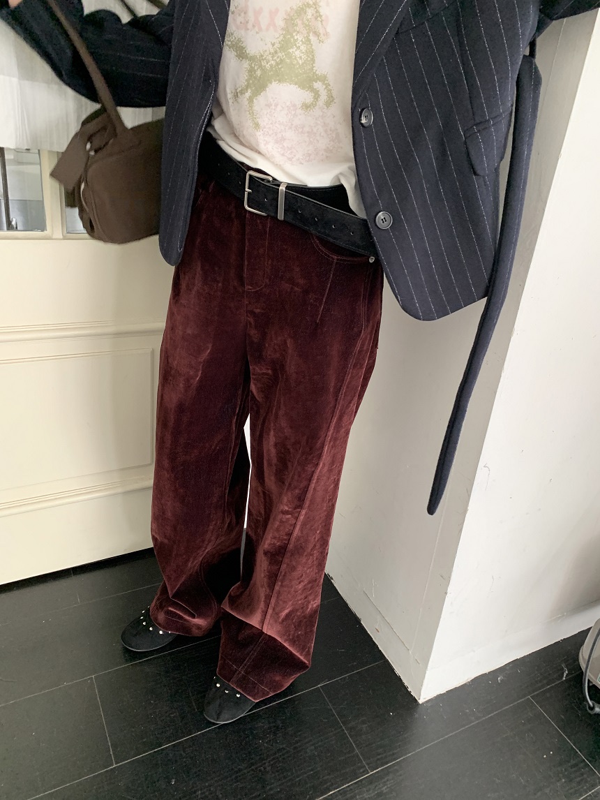 KYEM東大門直郵女士新品推薦熱賣人氣休閑褲不含腰帶絲絨KYEM休閑褲圖色2