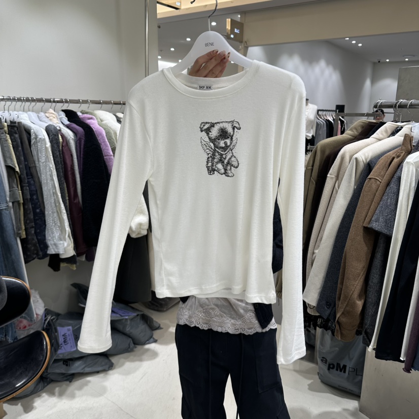 BENE韓國代購女士新品時尚熱賣休閑推薦職業真品人氣長袖T恤SHOP BENE_Bene長袖T恤圖色1