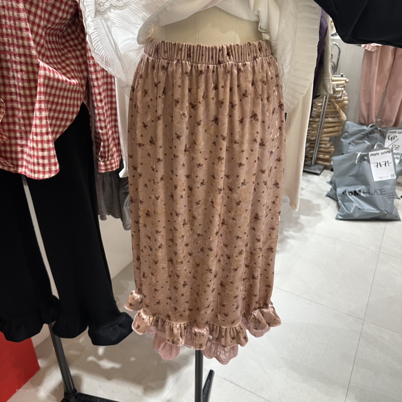 MINI UNNI東大門實拍女裝新款時尚休閑熱賣真品長裙天鵝絨mini unni長裙圖色1