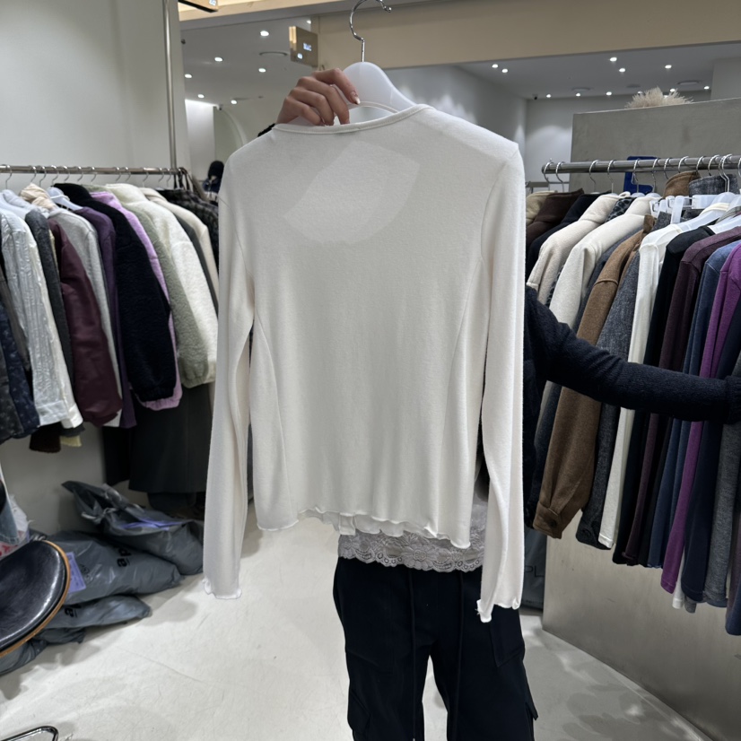 BENE東大門代購女裝新款熱賣時尚推薦人氣長袖T恤安哥拉褶邊SHOP BENE_Bene長袖T恤