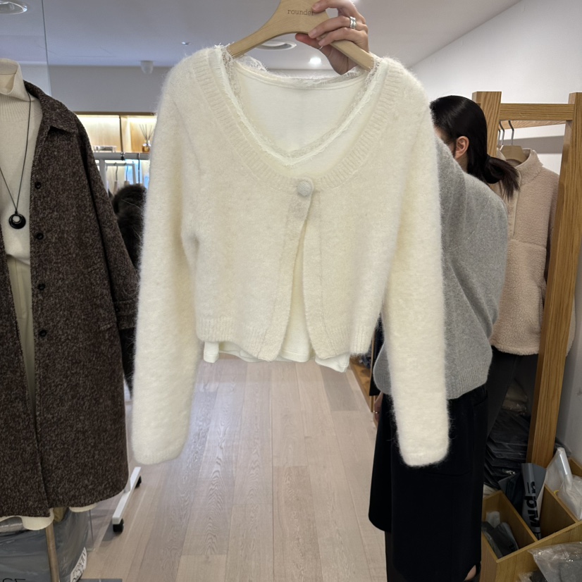 ROUNDER韓國代購女裝新品休閑真品人氣開衫不含內搭貂皮開衫ROUNDER開衫圖色1