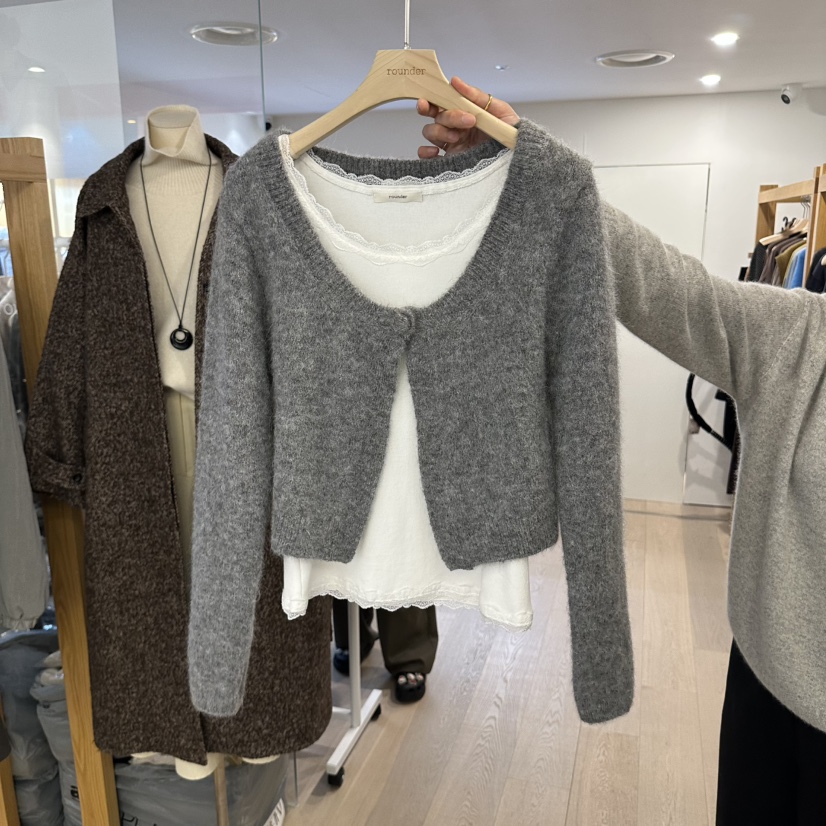 ROUNDER韓國代購女裝新品休閑真品人氣開衫不含內搭貂皮開衫ROUNDER開衫圖色4