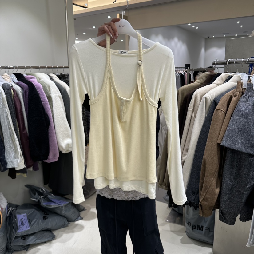 BENE東大門直郵女士新款人氣推薦休閑真品時尚長袖T恤假兩件SHOP BENE_Bene長袖T恤圖色1