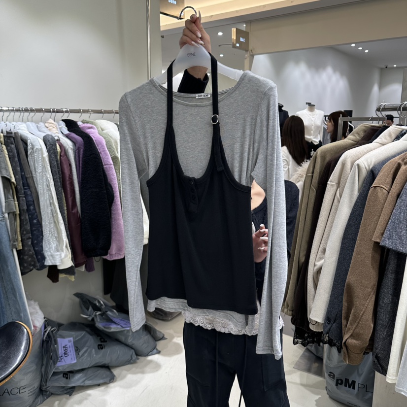 BENE東大門直郵女士新款人氣推薦休閑真品時尚長袖T恤假兩件SHOP BENE_Bene長袖T恤圖色3