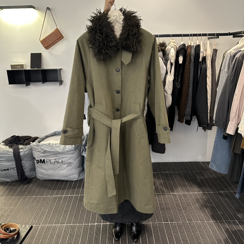 FIND-P東大門代購女士新品熱賣職業人氣長款風衣含腰帶加厚FIND-P長款風衣圖色3