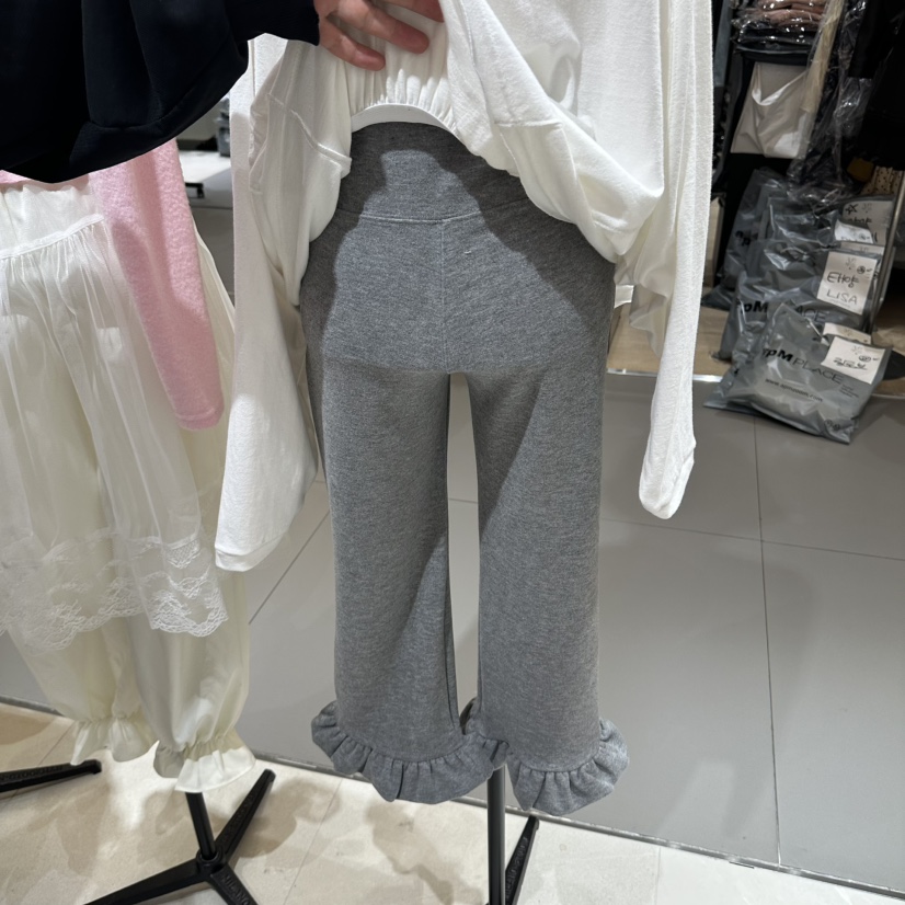 MINI UNNI韓國直郵女士新款職業時尚熱賣休閑褲七分褲褶邊mini unni休閑褲