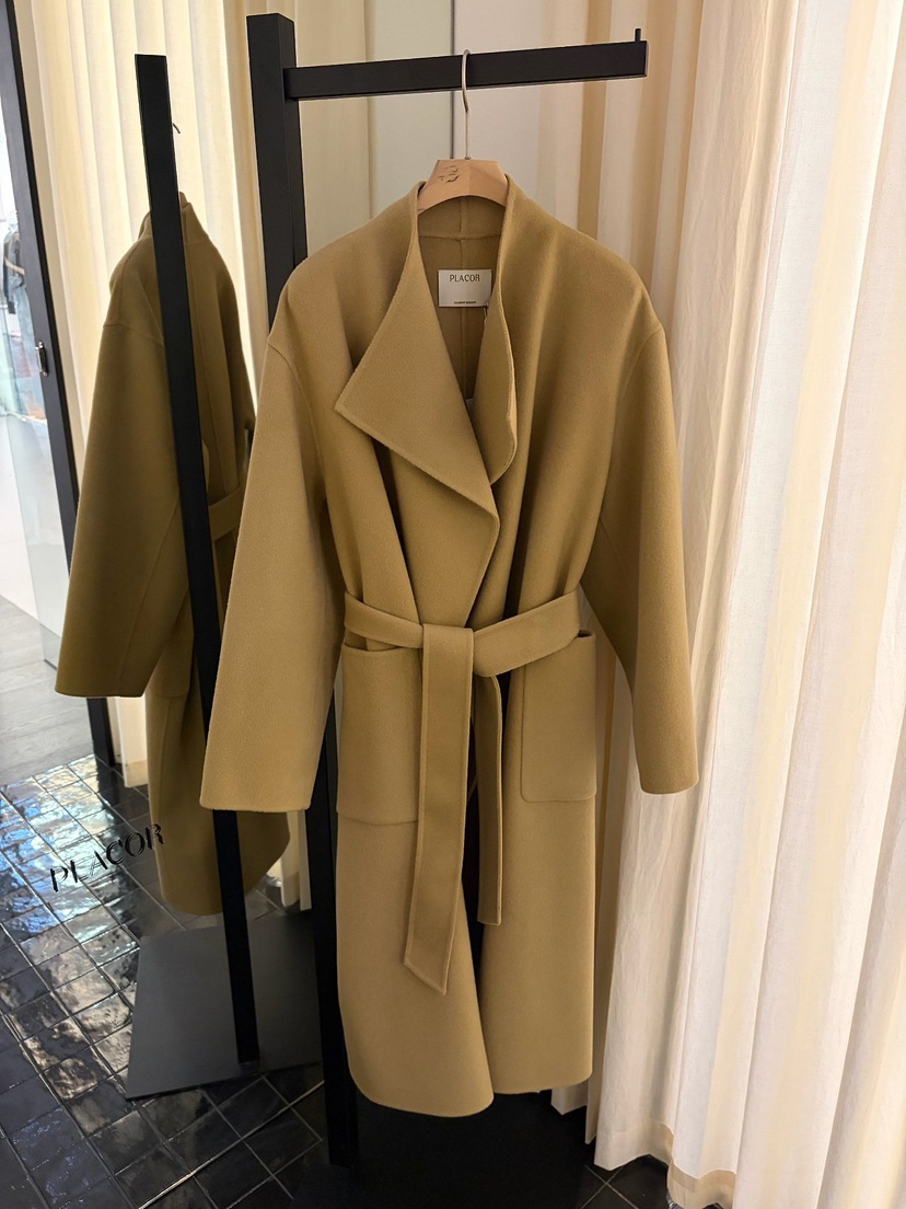 REGULARLY/PLACOR東大門直郵女裝新品推薦中長款大衣含腰帶羊絨雙面REGULARLY/PLACOR中長款大衣
