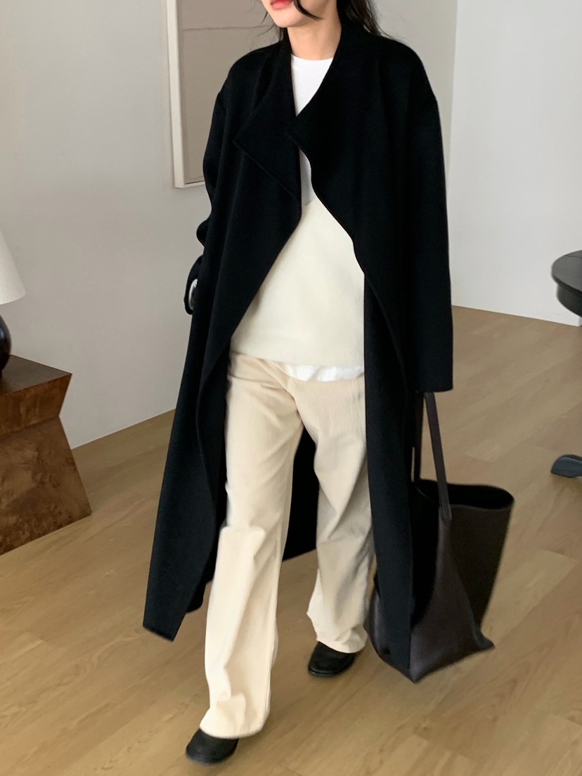 REGULARLY/PLACOR東大門直郵女裝新品推薦中長款大衣含腰帶羊絨雙面REGULARLY/PLACOR中長款大衣