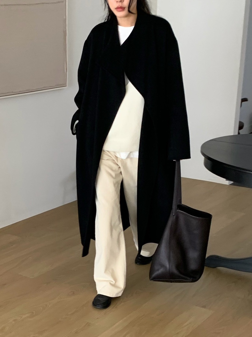 REGULARLY/PLACOR東大門直郵女裝新品推薦中長款大衣含腰帶羊絨雙面REGULARLY/PLACOR中長款大衣