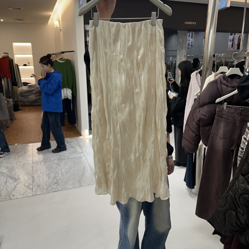 LEPI韓國代購女士新品時尚人氣熱賣休閑推薦長裙天鵝絨褶皺LEPI長裙