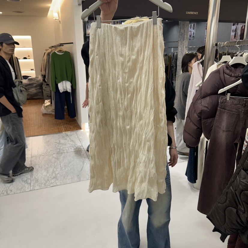 LEPI韓國代購女士新品時尚人氣熱賣休閑推薦長裙天鵝絨褶皺LEPI長裙圖色1