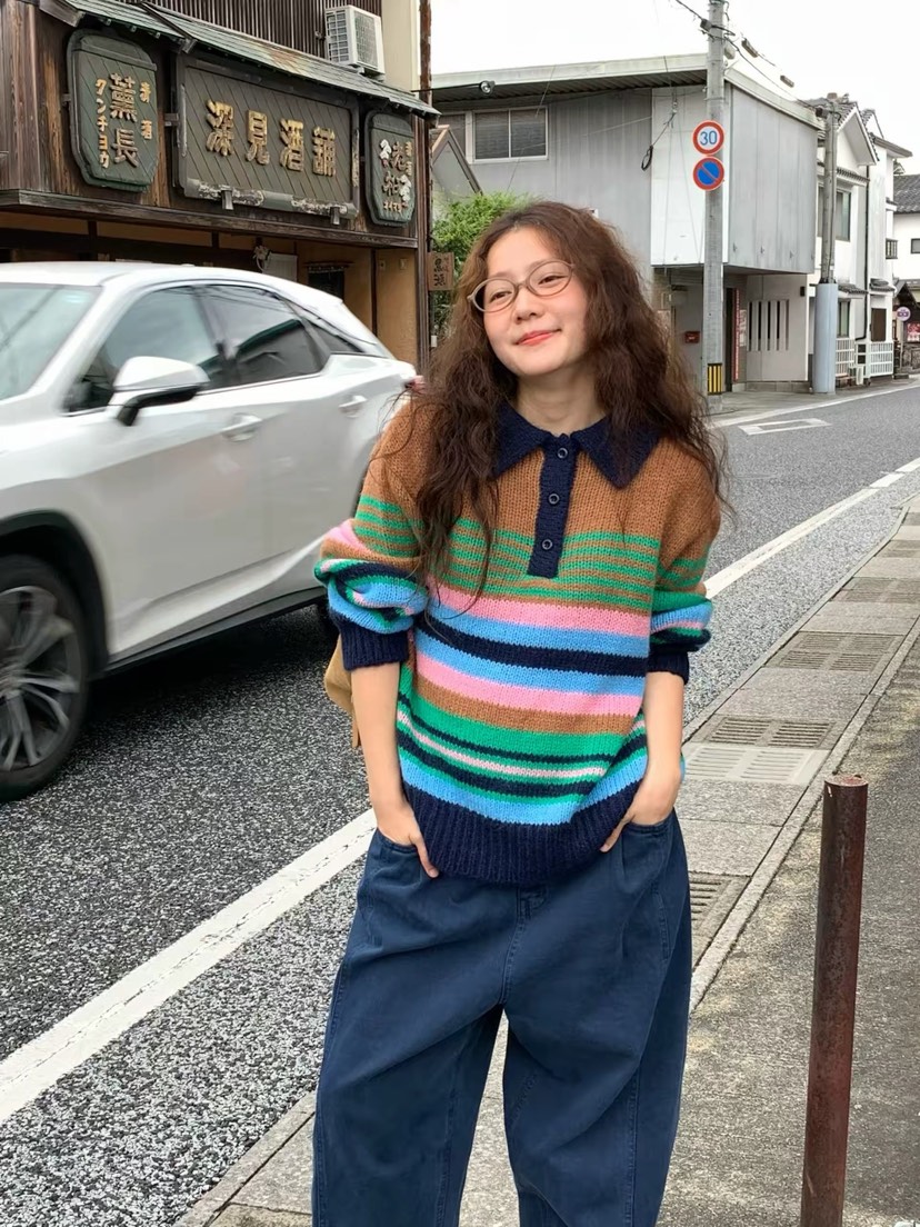 VENTI東大門直郵女裝新款休閑時尚熱賣推薦人氣真品毛衣翻領VENTI毛衣圖色1