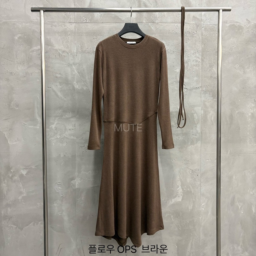MUTE-P韓國直郵女裝新品人氣推薦時尚休閑連衣裙OPS含腰繩MUTE連衣裙