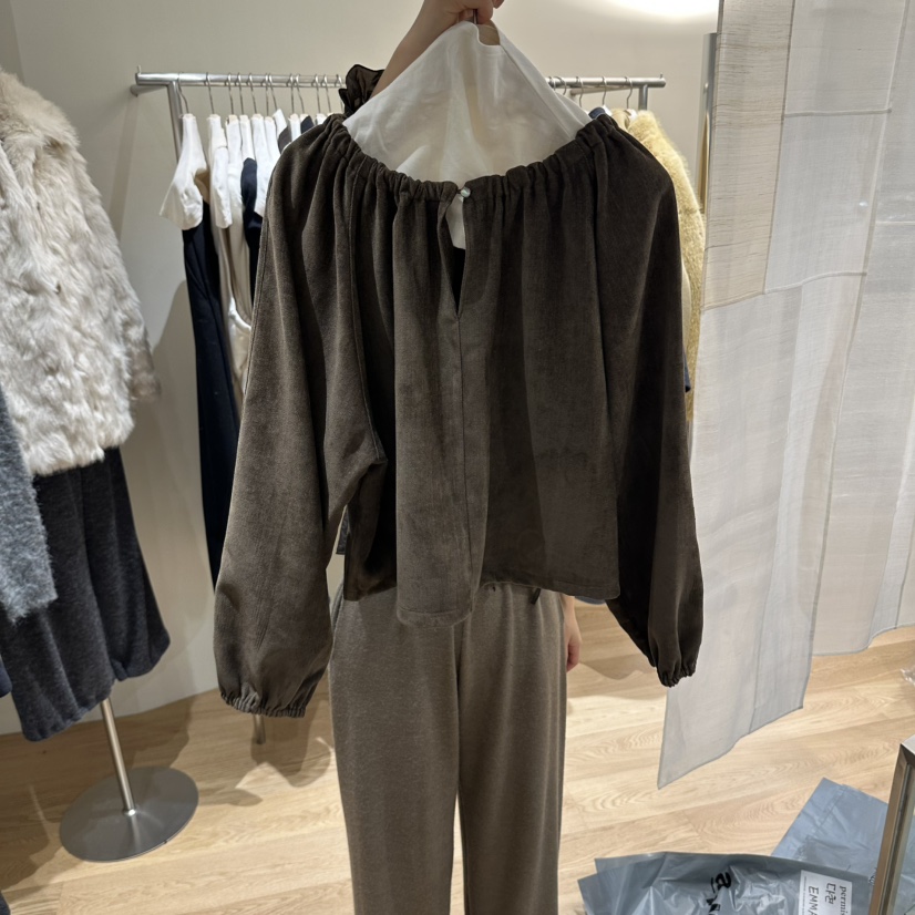 PERMISSION東大門直郵女裝新品真品休閑推薦襯衫蕾絲衫褶皺PERMISSION襯衫/蕾絲衫