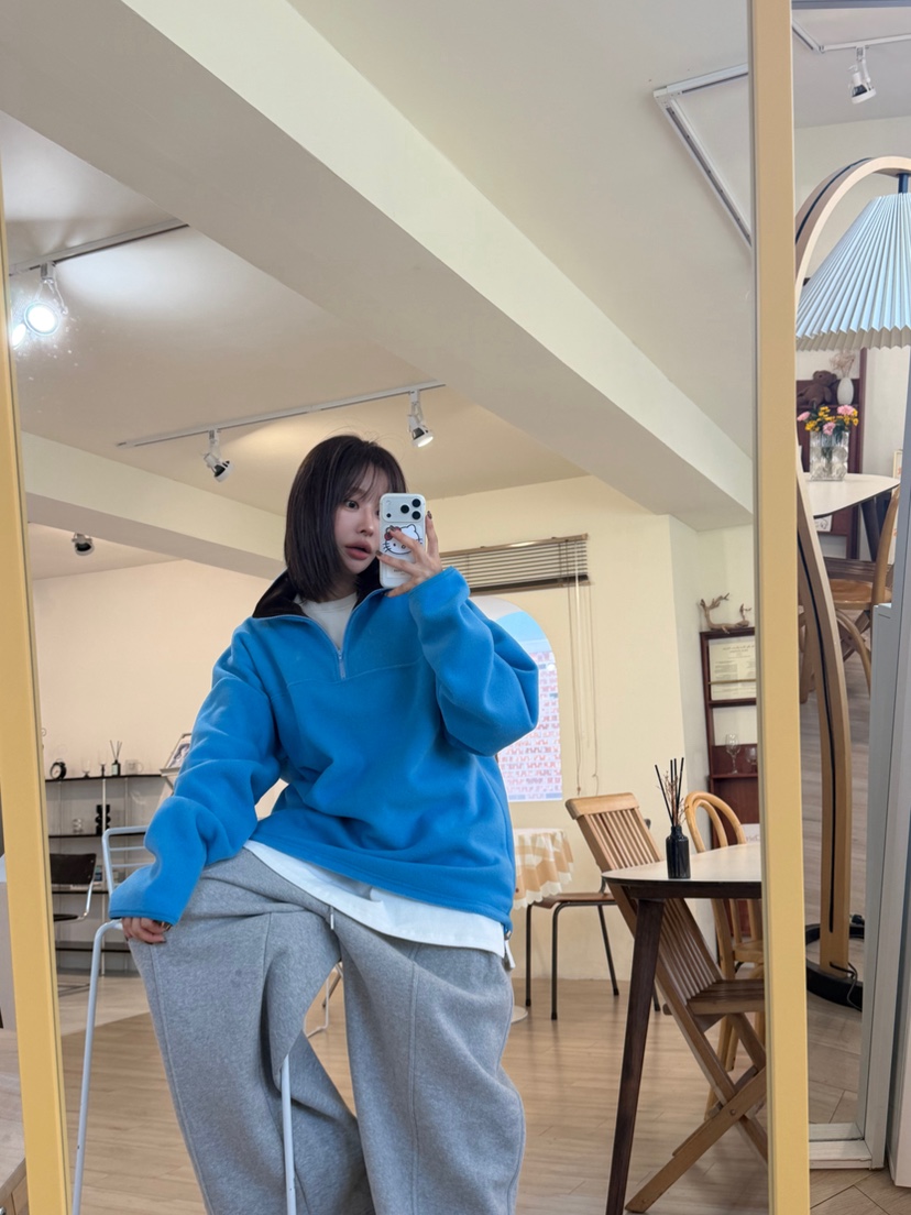 ODD FOCOUS東大門實拍女士新品推薦真品衛衣半拉鏈抓絨撞色ODD FOCOUS衛衣