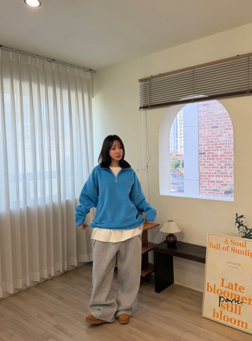 ODD FOCOUS東大門實拍女士新品推薦真品衛衣半拉鏈抓絨撞色ODD FOCOUS衛衣