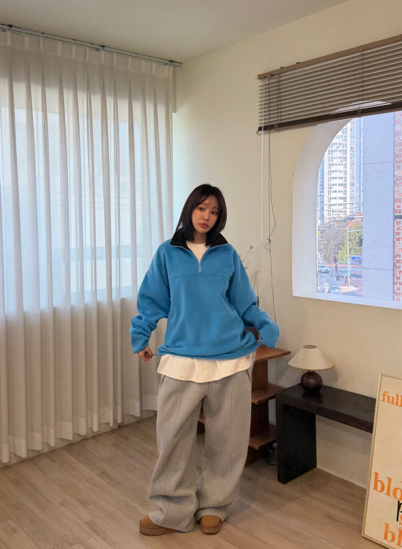 ODD FOCOUS東大門實拍女士新品推薦真品衛衣半拉鏈抓絨撞色ODD FOCOUS衛衣